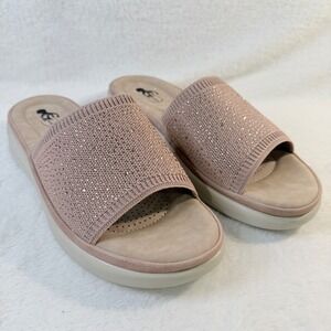 GC Shoes Verdi Women Embellished Sparkle Comfort Platform Slide Sandals Mauve 10